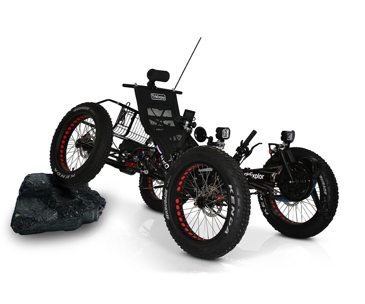 fat tire electric recumbent quad four wheels bicycle TrikExplor F420e Electric Quad – Adaptive Bikes